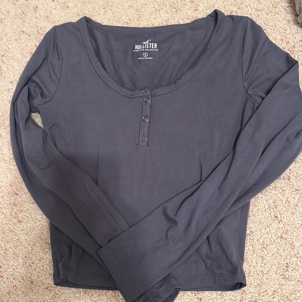 Blue button baby tee